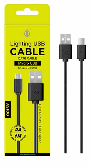 AS100 NE Cable de Datos ONE de Micro USB 2A 1M, Negro