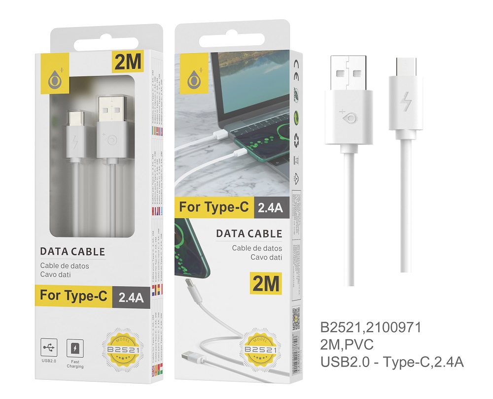 B2521 BL Cable de Datos para Tipo C, 2A 2M, Blanco