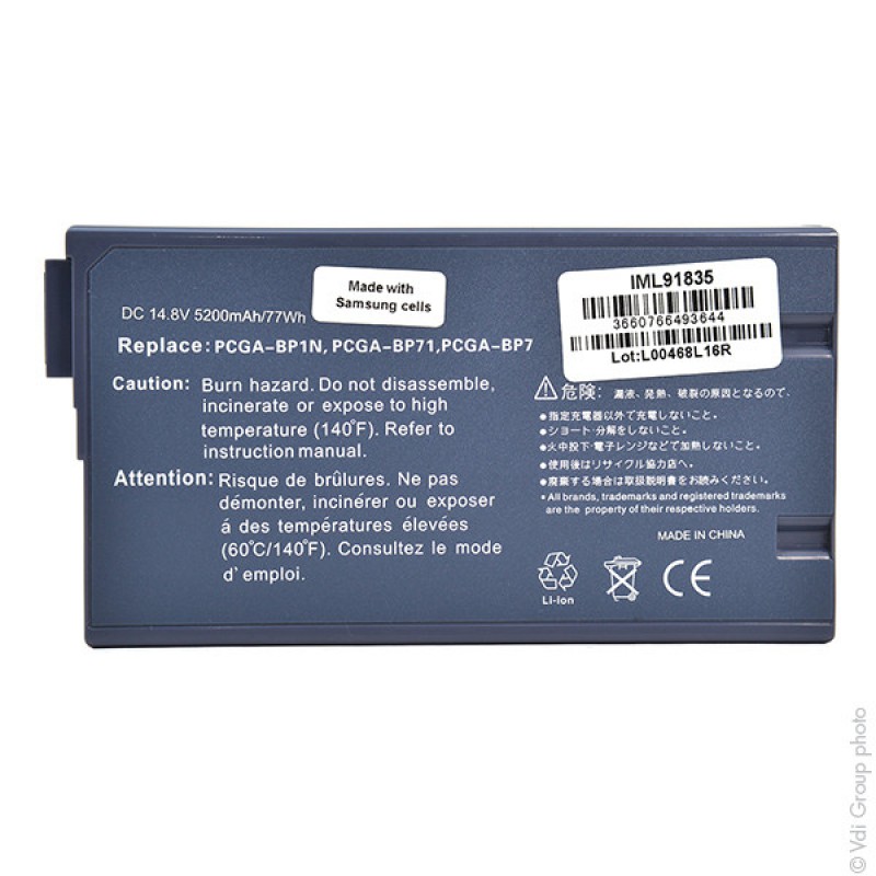 BATERIA PORTATIL PARA SONY BP71 14.8V 4400MAH GRIS