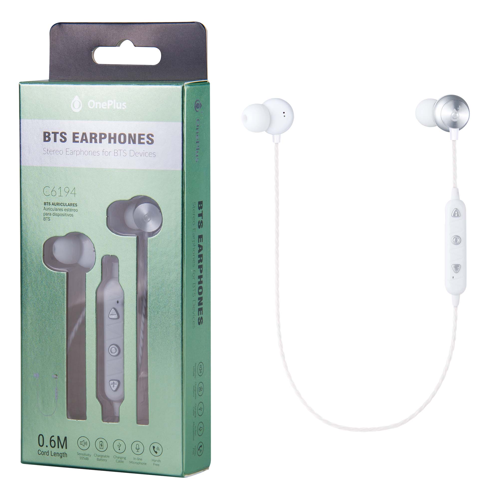 C6194 PL Auriculares Bluetooth Deportivo VI con Microfono - Plata