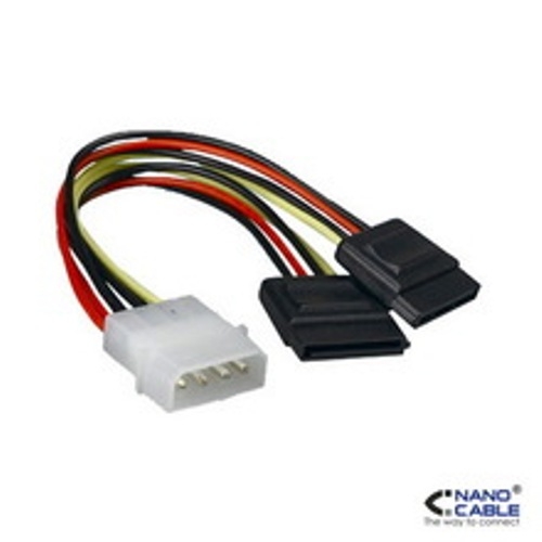 CABLE SATA ALIMENTACION, 5.25"(MOLEX 4PIN)/M-2xSATA/H, 20 CM