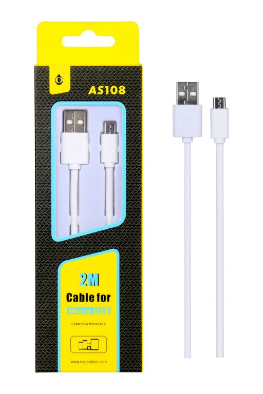 Cable de dato Micro USB 2A, 2M AS108- Blanco