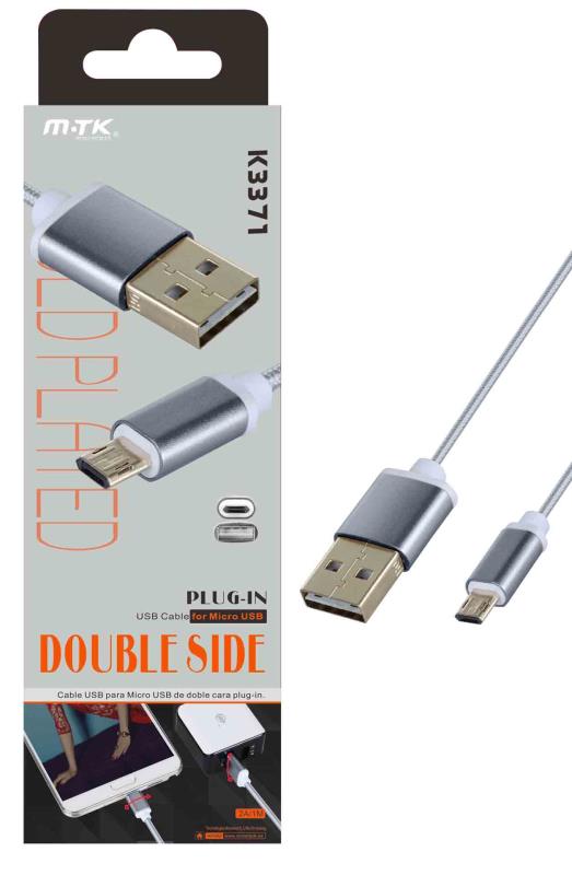 Cable de datos Micro USB Reversible 1M K3371 Gris