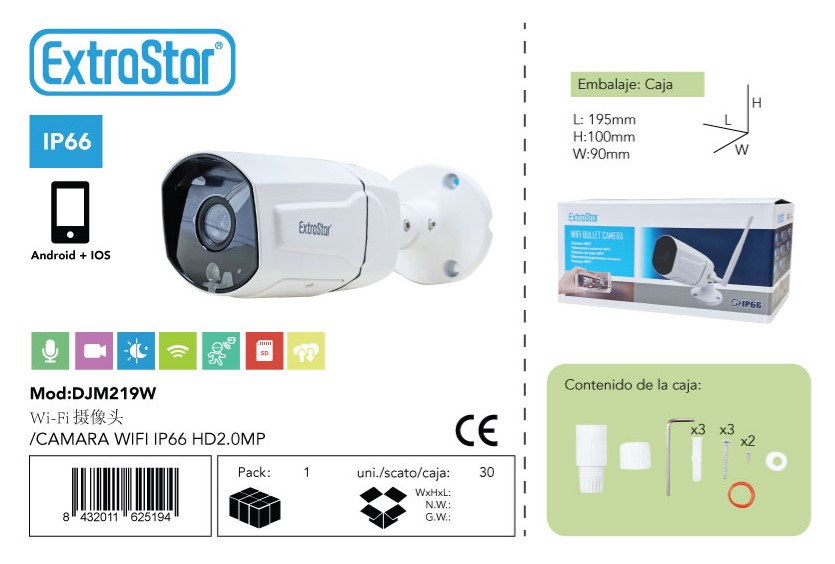 Camara WIFI IP66 HD2.0MP CJ30