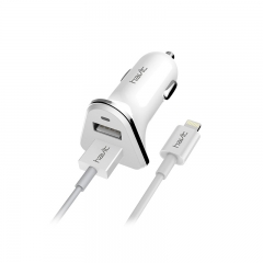 Cargador Mechero DUAL 2.4A con cable iphone 6 Blanco ST831