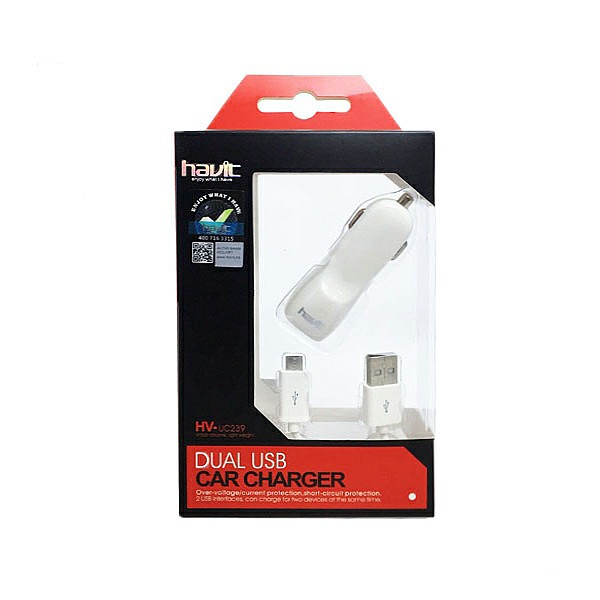 Cargador Mechero Micro USB Dual USB 3A HV-UC239