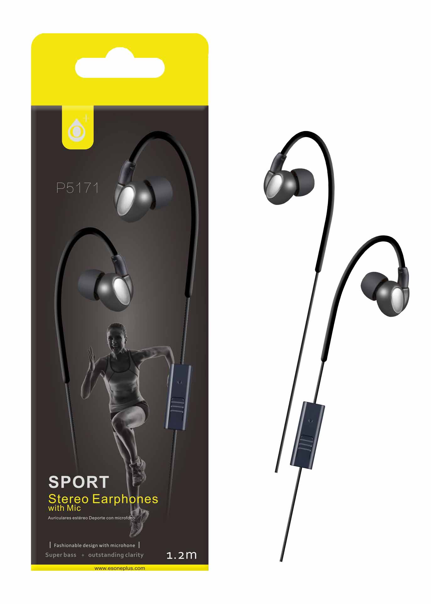 P5171 GR Auriculares Sport Hunter con Microfono - Gris