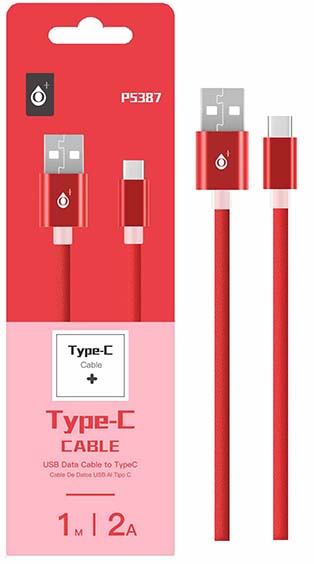 P5387 RJ Cable Tipo C Aluminio Puzzles 2A 1M - Rojo