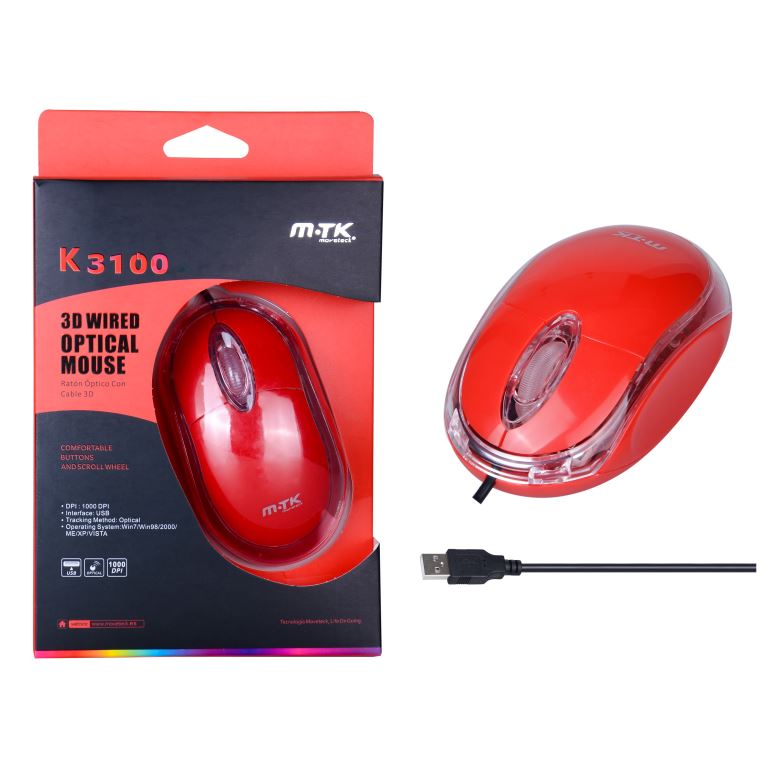 Ratón optico Dinker K3100 - Rojo