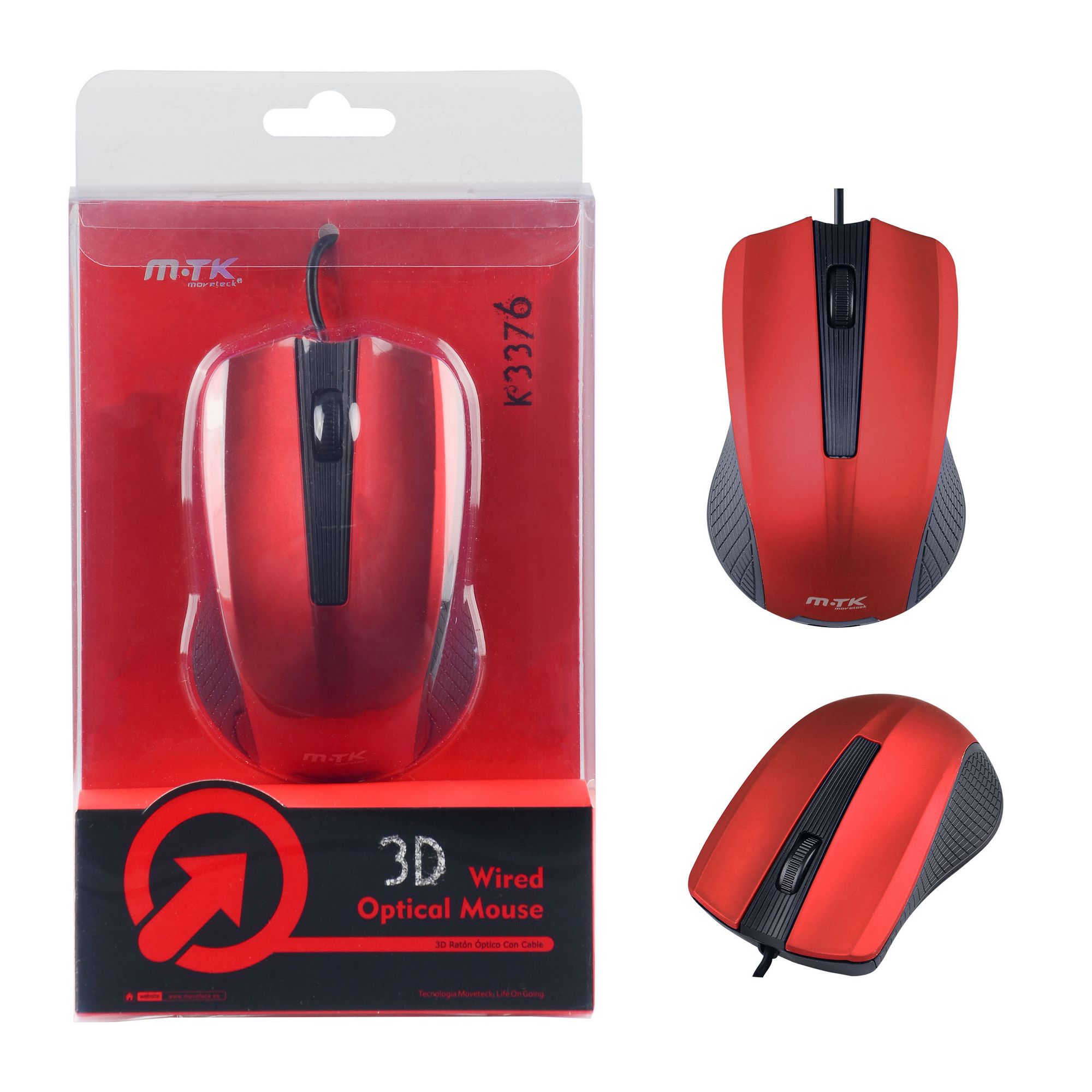 Ratón Óptico Mage con cable K3376 Rojo