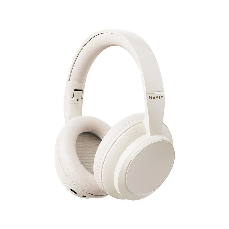 H619BT BEI Cascos Bluetooth V5.4 Plegables 400mAh Blanco