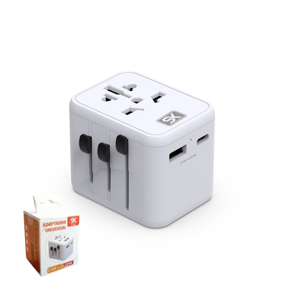SX AU001 ADAPTADOR INTERNACIONAL10A 2500W MAX. CON USB A+C 12W
